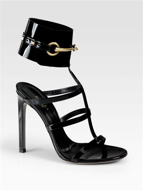 gucci ursula patent leather horsebit ankle strap sandals|GUCCI Lady Horsebit.